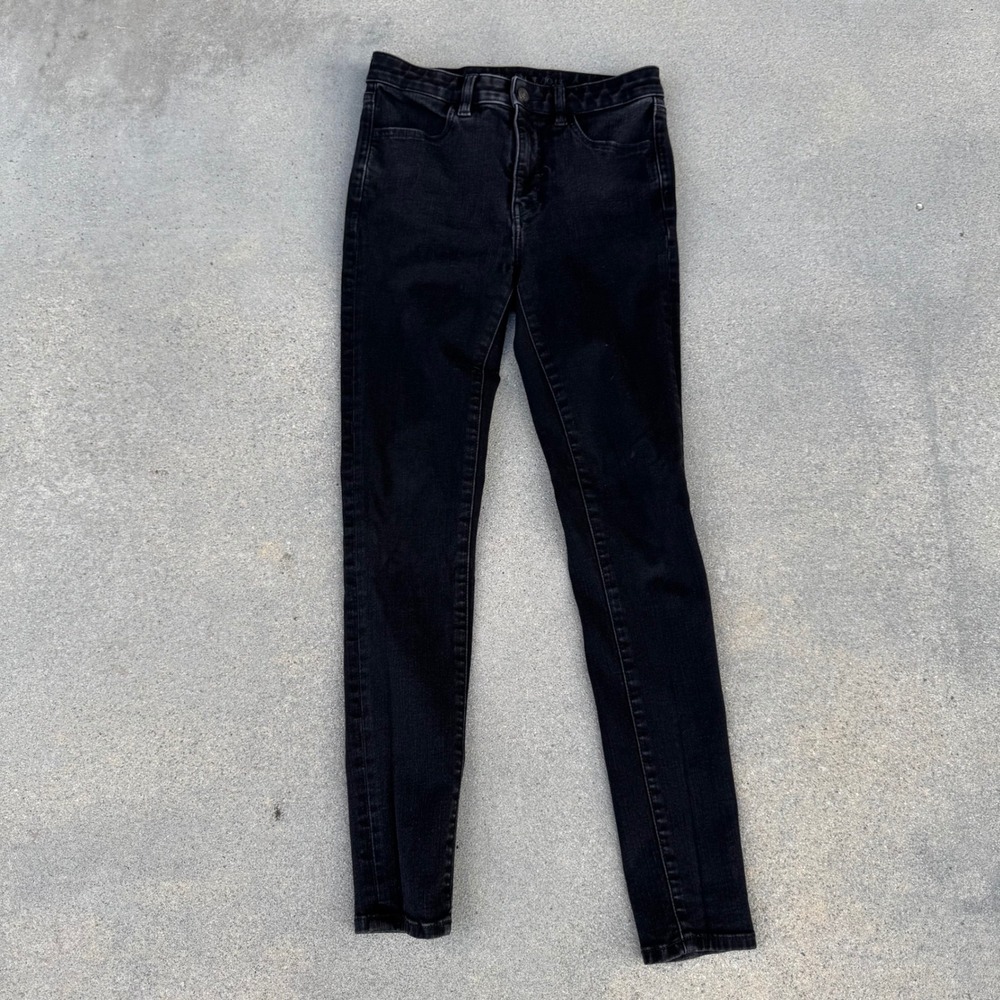 American Eagle Super Hi-Rise Jegging Black Skinny Jeans High Waisted Size 4